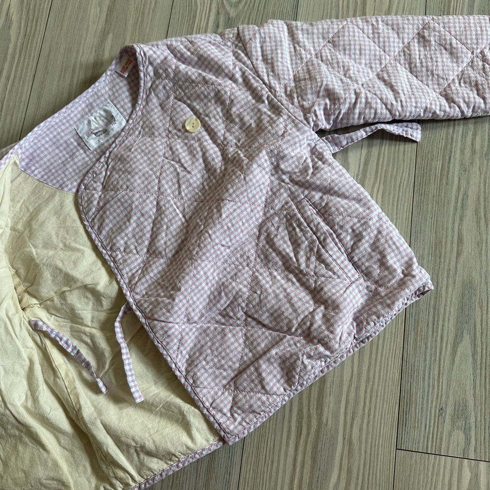 Zara Pink and White Gingham Jacket